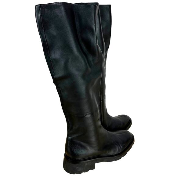 Vince NWOB Rune Slouch Leather Knee High Black Boots Size 8.5M Thick Lug Soles - Picture 3 of 11